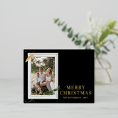 Vrolijk kerstfeest Eenvoudig elegant foto Lijst Mo Folie Feestdagen Briefkaart (Staand Voorkant)