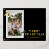 Vrolijk kerstfeest Eenvoudig elegant foto Lijst Mo Folie Feestdagen Briefkaart (Voorkant)