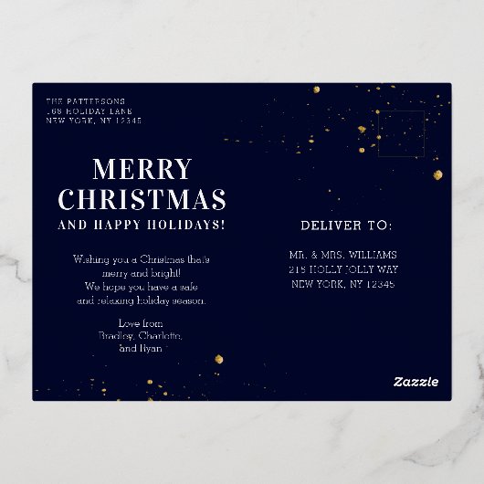 Vrolijk kerstfeest Eenvoudig elegant foto Lijst Mo Folie Feestdagen Briefkaart (Achterkant)