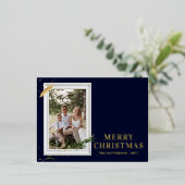Vrolijk kerstfeest Eenvoudig elegant foto Lijst Mo Folie Feestdagen Briefkaart (Staand Voorkant)