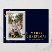 Vrolijk kerstfeest Eenvoudig elegant foto Lijst Mo Folie Feestdagen Briefkaart (Voorkant)