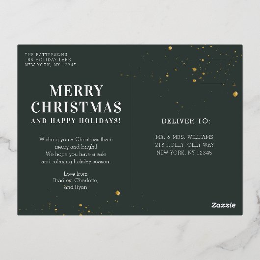 Vrolijk kerstfeest Eenvoudig elegant foto Lijst Mo Folie Feestdagen Briefkaart (Achterkant)