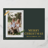 Vrolijk kerstfeest Eenvoudig elegant foto Lijst Mo Folie Feestdagen Briefkaart (Voorkant)