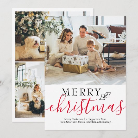 Vrolijk kerstfeest Eenvoudig elegant persoonlijk Feestdagenkaart (Voorkant / Achterkant)