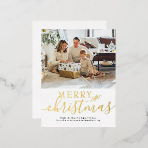 Vrolijk kerstfeest Eenvoudig elegant persoonlijk Folie Feestdagen Briefkaart