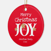 Vrolijk Kerstfeest Eenvoudig Elegant Rood Keramisch Ornament (Links)