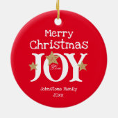 Vrolijk Kerstfeest Eenvoudig Elegant Rood Keramisch Ornament (Achterkant)