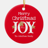 Vrolijk Kerstfeest Eenvoudig Elegant Rood Keramisch Ornament (Voorkant)