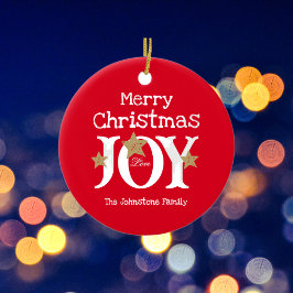 Vrolijk Kerstfeest Eenvoudig Elegant Rood Keramisch Ornament