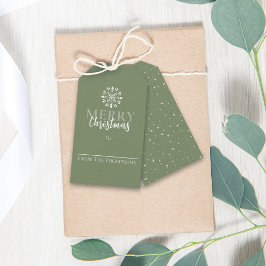 Vrolijk kerstfeest Eenvoudig groen elegant feestje Cadeaulabel