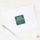 Vrolijk kerstfeest eenvoudig groen retouradres vierkante sticker (Envelop)
