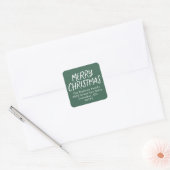Vrolijk kerstfeest eenvoudig groen retouradres vierkante sticker (Envelop)