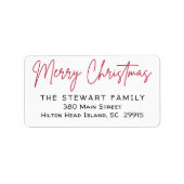 Vrolijk kerstfeest Eenvoudig modern rood retour ad Etiket (Voorkant)