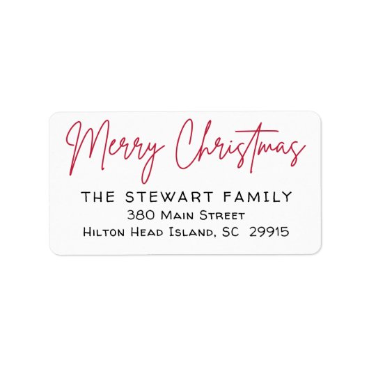 Vrolijk kerstfeest Eenvoudig modern rood retour ad Etiket (Voorkant)