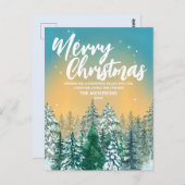 Vrolijk kerstfeest Eenvoudig Modern wit script vak Briefkaart (Voorkant / Achterkant)