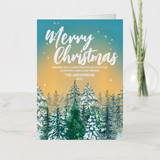 Vrolijk kerstfeest Eenvoudig Modern wit script vak Folie Wenskaart (Voorkant)