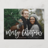 Vrolijk kerstfeest Eenvoudig penseel Moderne Foto Feestdagenkaart (Voorkant)