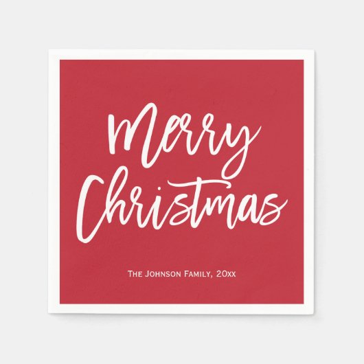 Vrolijk kerstfeest Eenvoudig rood en wit luiers Servet (Voorkant)