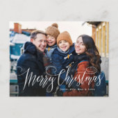 Vrolijk Kerstfeest eenvoudig script familiefoto Feestdagenkaart (Voorkant)