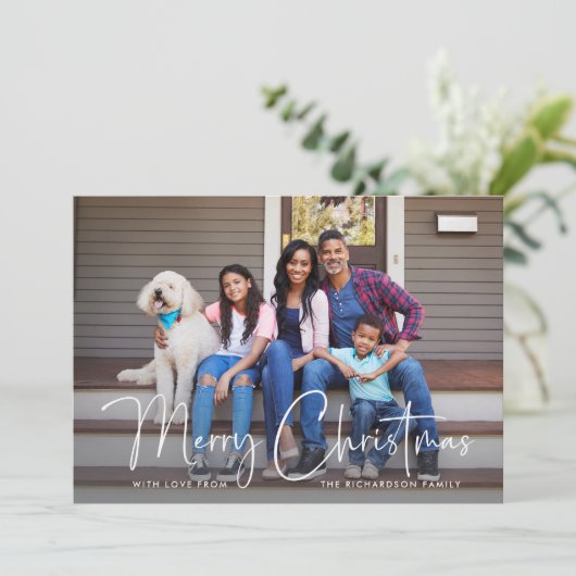 Vrolijk kerstfeest | Eenvoudig script voor meerder Feestdagenkaart (Staand voorkant)