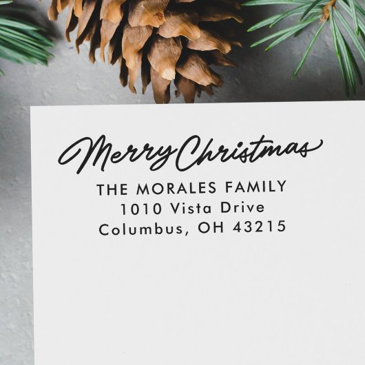 Vrolijk kerstfeest eenvoudig vakantie retour adres rubberstempel