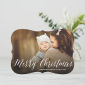 Vrolijk kerstfeest Eenvoudig wit script Moderne fo Feestdagenkaart (Staand voorkant)