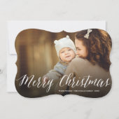 Vrolijk kerstfeest Eenvoudig wit script Moderne fo Feestdagenkaart (Voorkant)