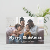 Vrolijk kerstfeest | Eenvoudige Boho-fotobedekking Feestdagenkaart (Staand voorkant)