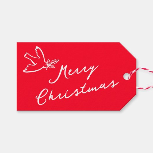 VROLIJK KERSTFEEST Eenvoudige Duif CUSTOM Cadeaulabel (Voorkant (Horizontaal))