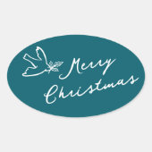 VROLIJK KERSTFEEST Eenvoudige Duif CUSTOM Ovale Sticker (Voorkant)