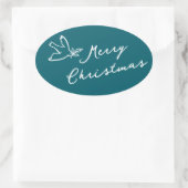 VROLIJK KERSTFEEST Eenvoudige Duif CUSTOM Ovale Sticker (Tas)
