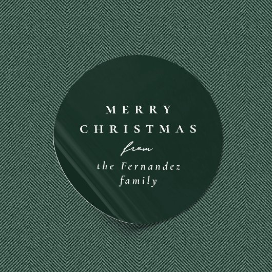 Vrolijk kerstfeest eenvoudige elegante donkergroen ronde sticker