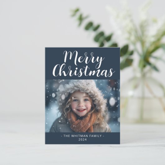 Vrolijk kerstfeest Eenvoudige foto Modern Feestdagenkaart (Staand voorkant)