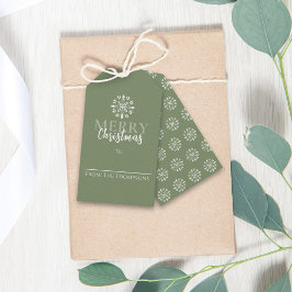 Vrolijk kerstfeest Eenvoudige groene elegante snow Cadeaulabel