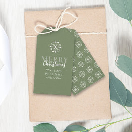 Vrolijk kerstfeest Eenvoudige groene elegante snow Cadeaulabel