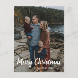 Vrolijk Kerstfeest eenvoudige klassieke familie Fo Feestdagenkaart