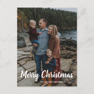 Vrolijk Kerstfeest eenvoudige klassieke familie Fo Feestdagenkaart
