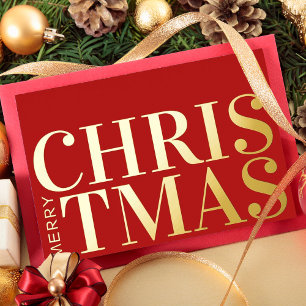 Vrolijk kerstfeest Eenvoudige moderne Typografie B Folie Feestdagenkaart