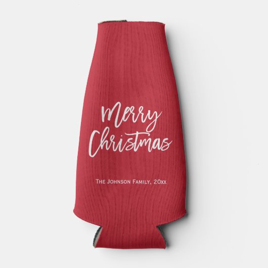 Vrolijk kerstfeest Eenvoudige rode flessenkoeler Flesjeskoeler (Voorkant)