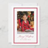 Vrolijk kerstfeest eenvoudige rode golvende lijst feestdagenkaart (Voorkant)