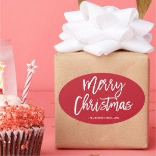 Vrolijk kerstfeest Eenvoudige rode ovalen stickers