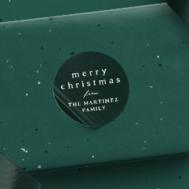 Vrolijk kerstfeest eenvoudige rustieke donkergroen ronde sticker