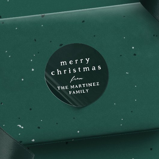 Vrolijk kerstfeest eenvoudige rustieke donkergroen ronde sticker