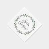 Vrolijk kerstfeest Eenvoudige Waterverf Greenery Servet (Hoek)