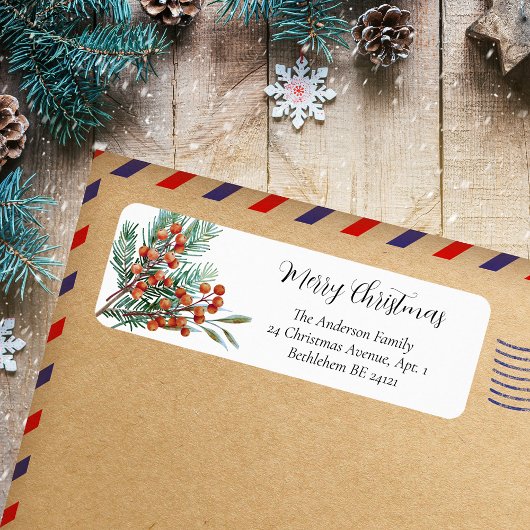 Vrolijk Kerstfeest Eenvoudige Waterverf Heilige Ro Etiket