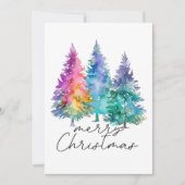 Vrolijk kerstfeest eenvoudige waterverf kerstbomen feestdagenkaart (Voorkant)