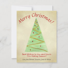 Vrolijk kerstfeest! Eenvoudige Waterverf kerstboom Feestdagenkaart