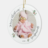 Vrolijk kerstfeest eerste jaar peetouders keramisch ornament (Links)