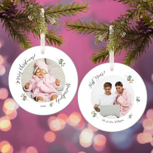 Vrolijk kerstfeest eerste jaar peetouders keramisch ornament