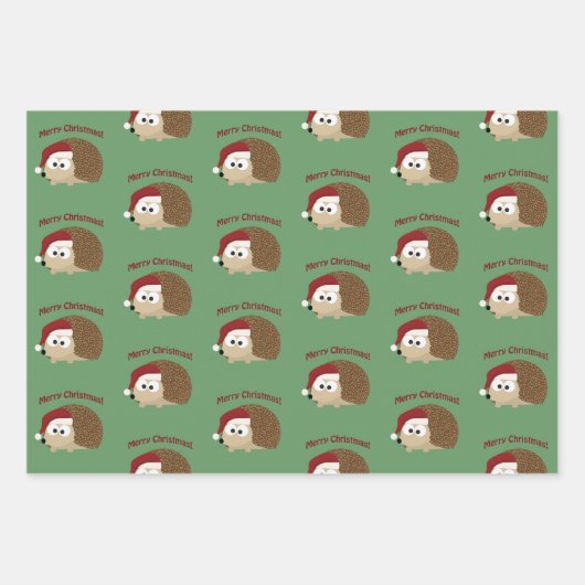 Vrolijk kerstfeest! Egel Inpakpapier Vel (Voorkant 3)